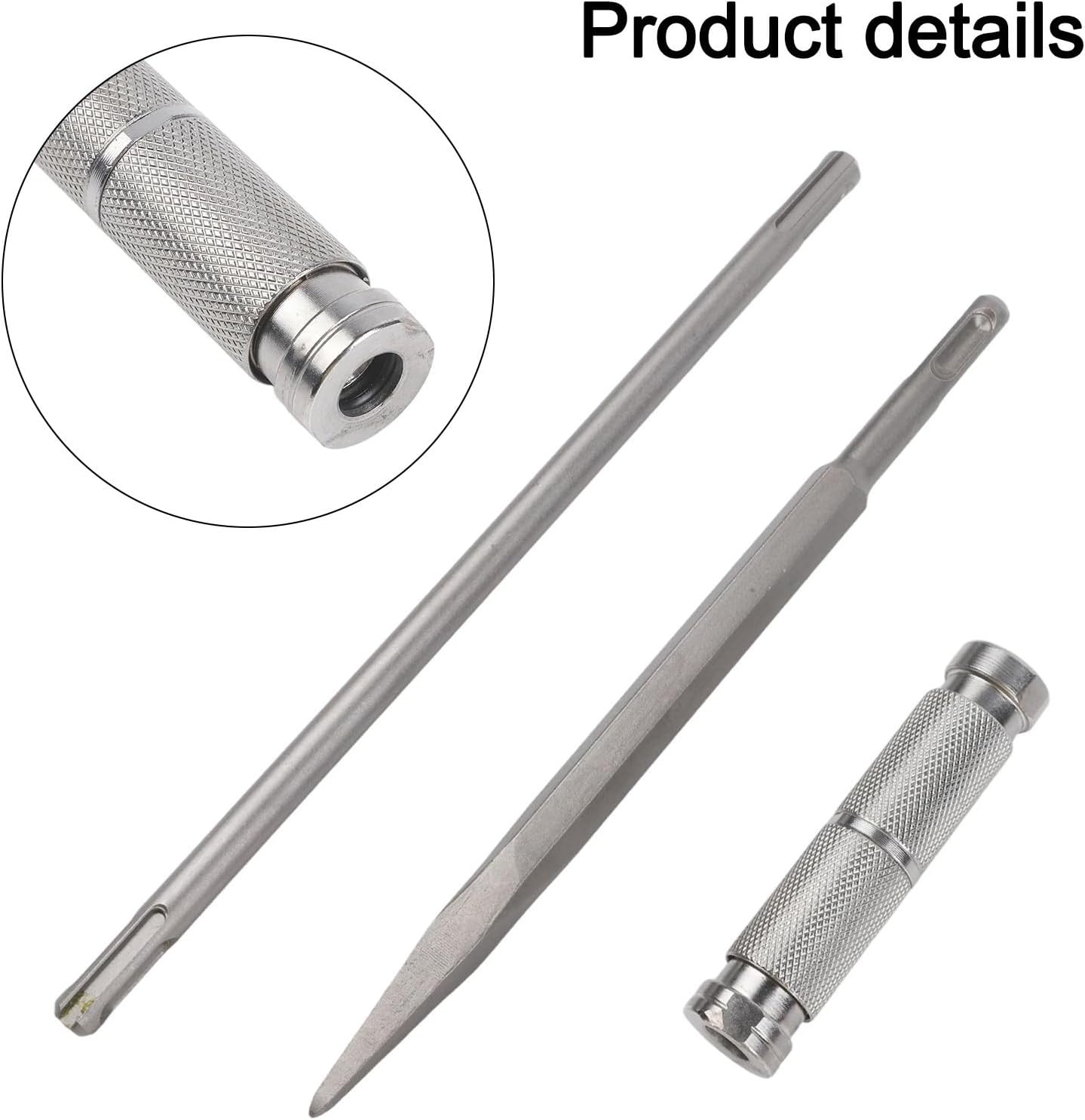 For SDS Plus Extension Rod Quick Release Adapter for Rotary Hammer Drill, High Carbon Steel Double-Headed Round Shank with Knurled Grip, 26cm