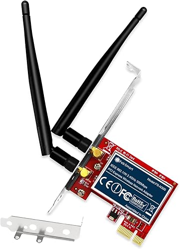 Adaptador de red inalámbrico N 2.4GHz 300Mbps PCIE para Windows 11, 10, 8.1, 8, 7, XP (3264bit), Windows Server y Linux PCs, tarjeta WiFi PCIE,
