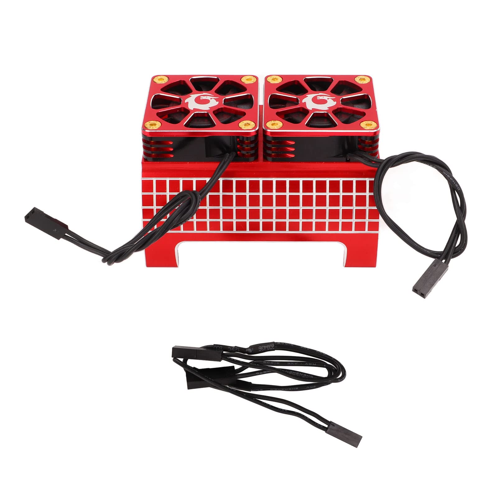 Dissipatore di Calore con Doppia Ventola di Raffreddamento per Motore RC Ad Alte Prestazioni per 6S, Realizzato in Resistente Lega Alluminio con Doppie Ventole (Rossa)