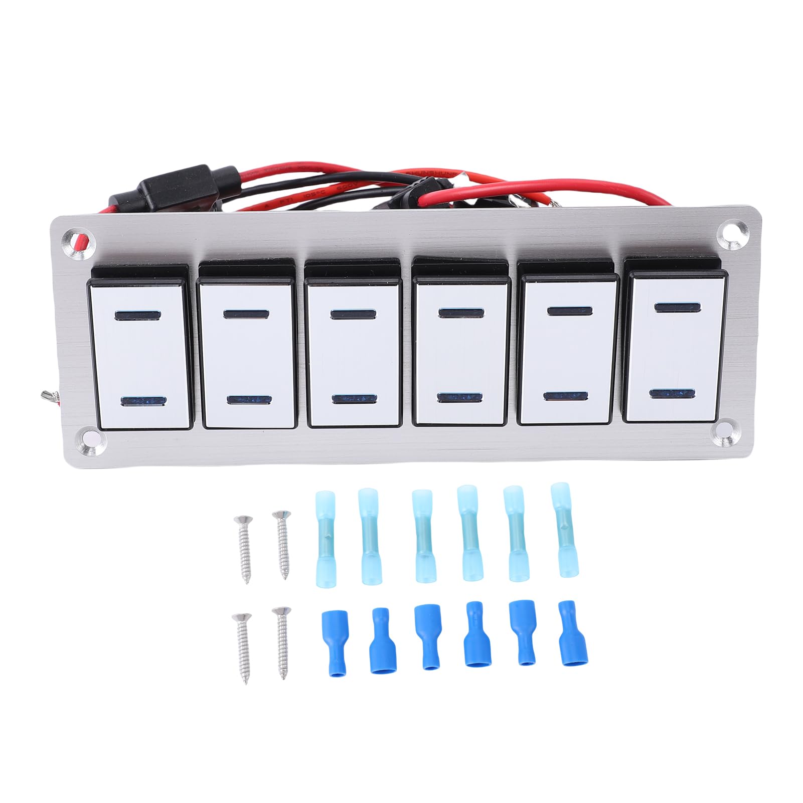 6 Gang Switch Panel, Aluminiowy Przełącznik Łopatkowy, 12V 24V,