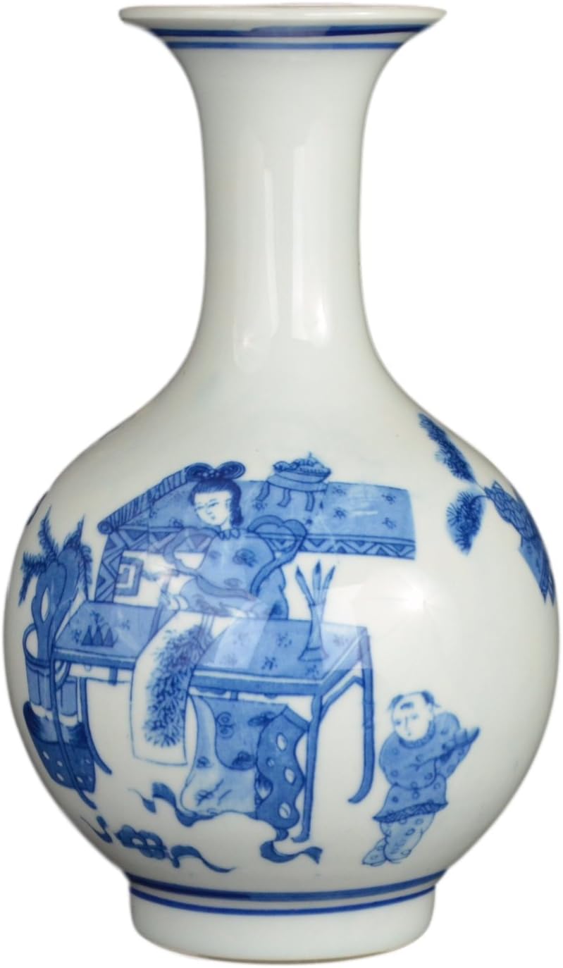 9" Classic Blue and White Floral Porcelain China Vase, Decorative Vase, Reward Vase