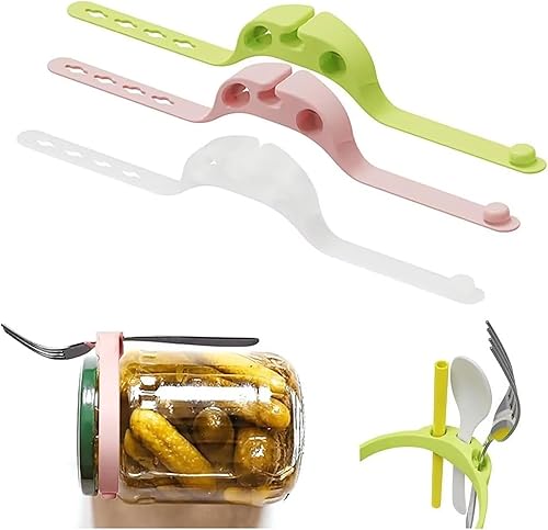 Miniatura 5 de 6 tarros de masón, cuchara y pajilla, anillo ajustable para colgar en tarros de avena durante la noche, tarros de vidrio redondos y cuadrados