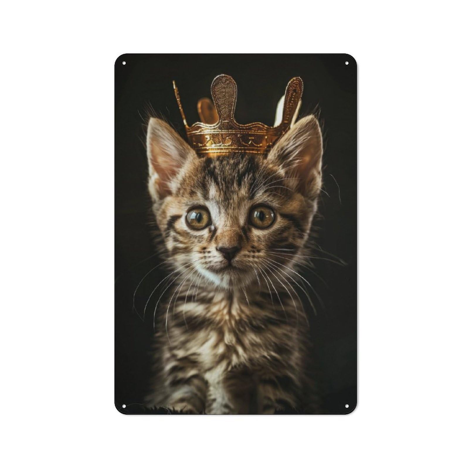 Junmoney Little Cat King Rustic Metal Wall Sign 30X20cm For Kitchen Or Home Bar, Suited To Home Bar Enthusiasts
