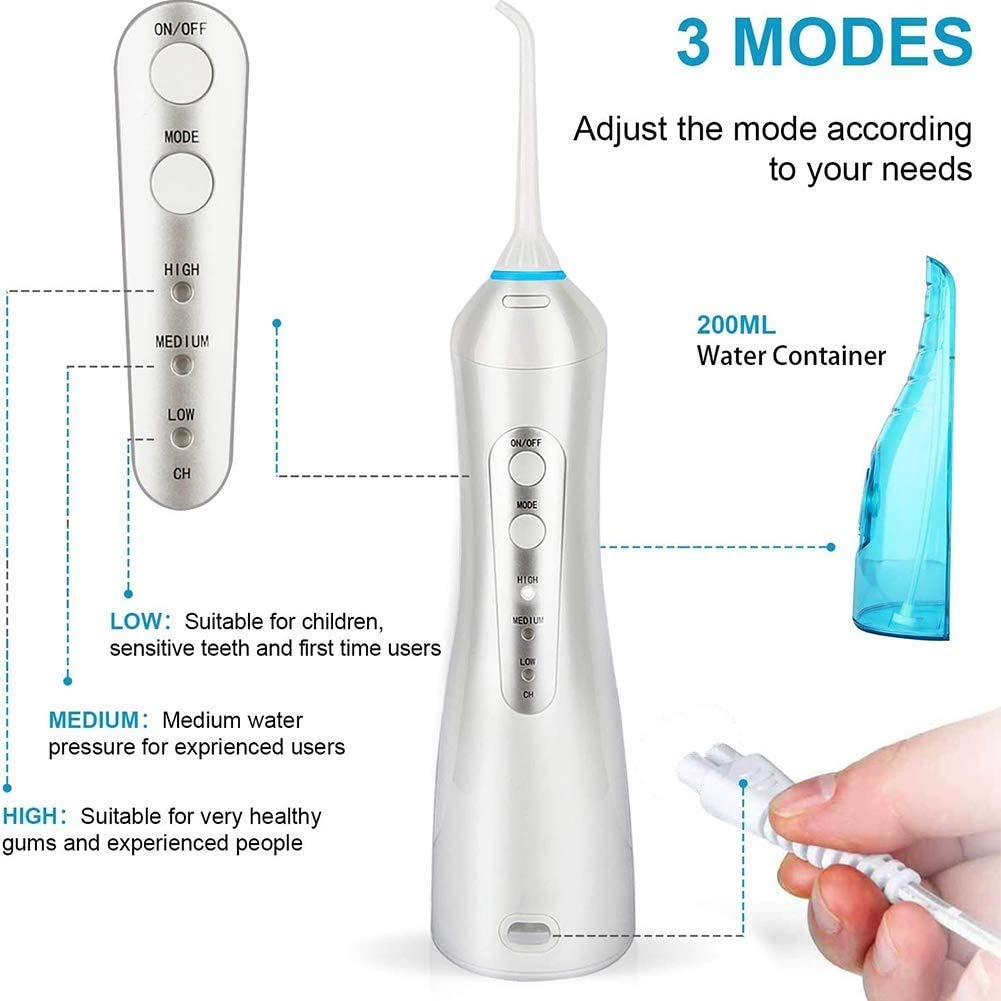 Water Flosser bezprzewodowy do zębów, profesjonalny irygator jamy ustnej, przenośny i ładowany wodoodporny mocny akumulator żywotność zębów do domu podróży, szelek i mostów pielęgnacji