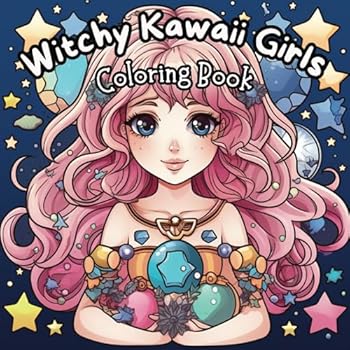 Witchy Kawaii Girls: Cute Chibi Manga Coloring Book For Kids, Teens, and Adults | Anime Drawings | For Relaxations and Stress Relief | 50 Coloring Pages