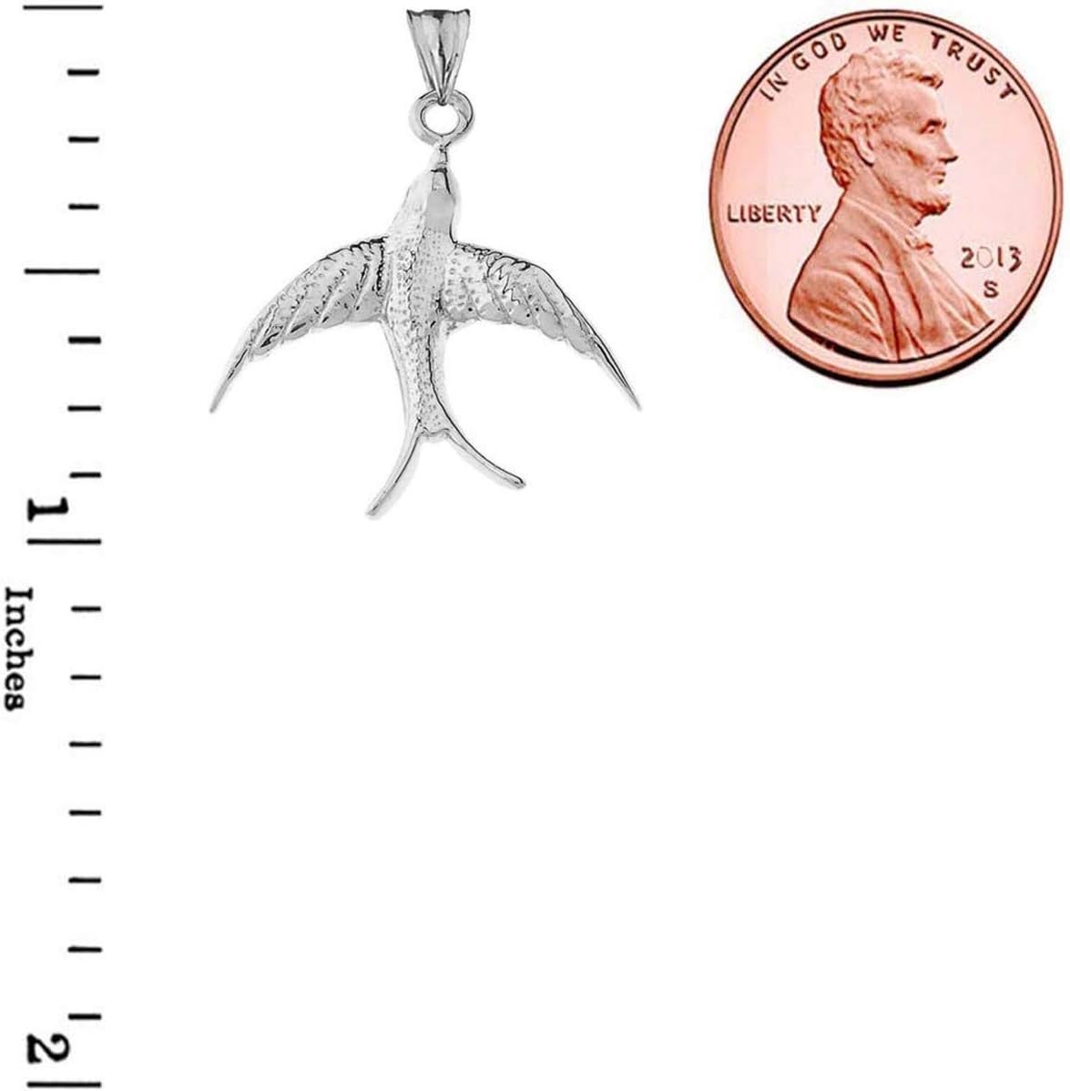 Animal Kingdom Fine Sterling Silver Swallow-Tailed Kite Bird Pendant Necklace