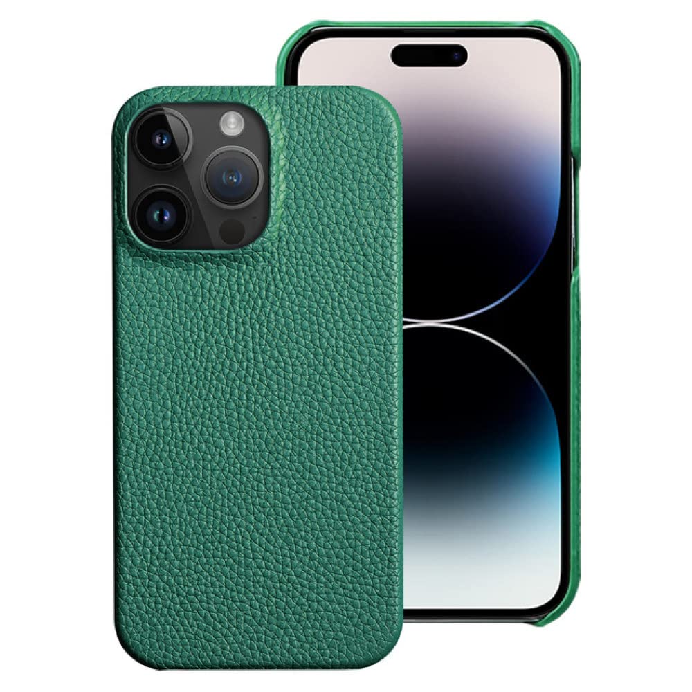 Coque cuir véritable iPhone 12 Pro Max antichoc vert étui durable anti-rayure iPhone 14