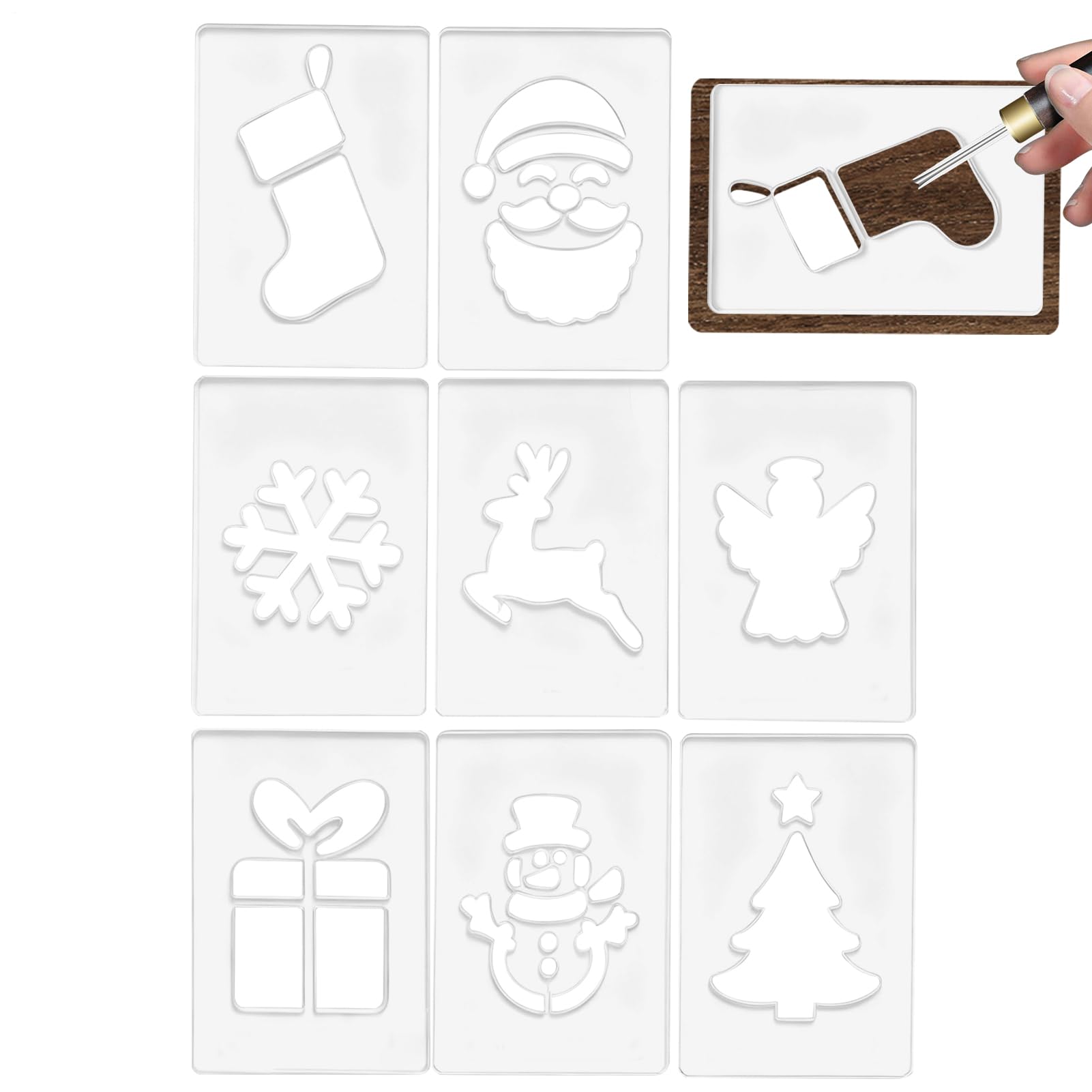 Modèles de Noël Pochoirs Réutilisables de Sculpture sur Bois