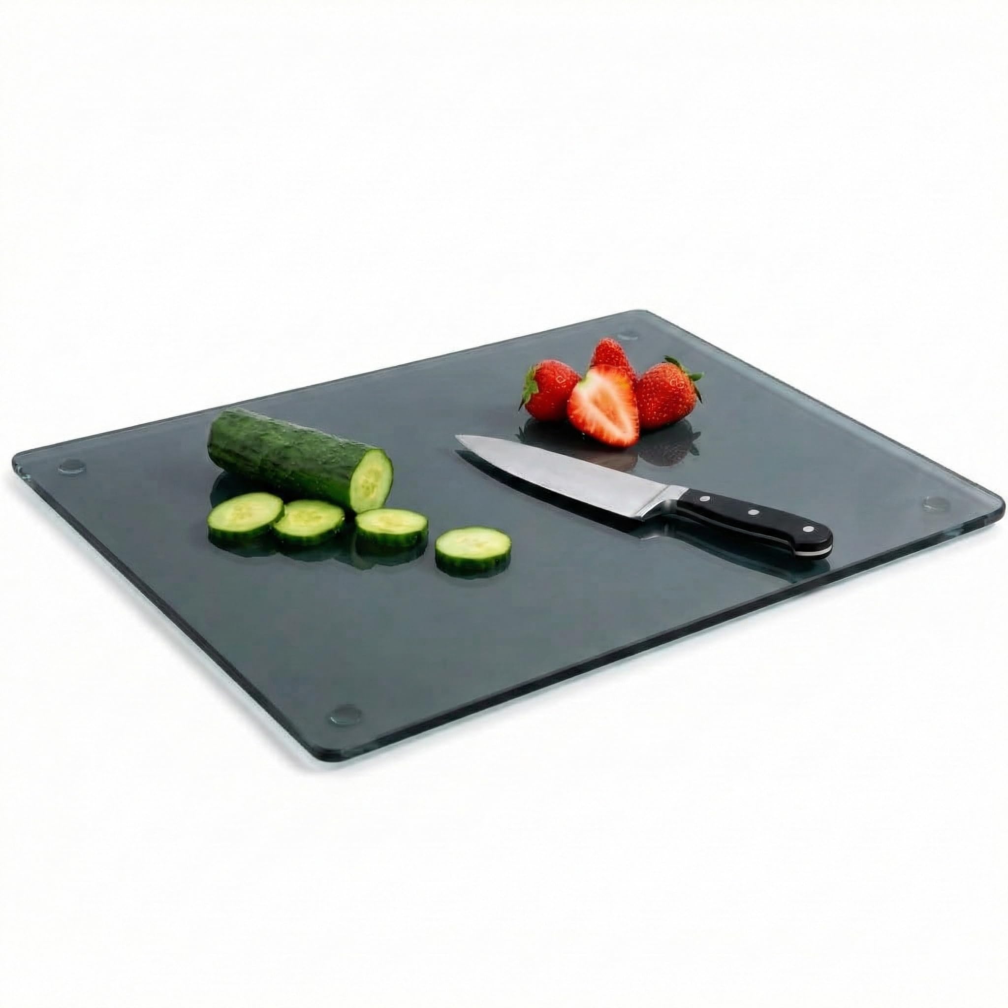 Herrlich Homes Glass Chopping Kneading Board for Kitchen | Unbreakable | Scratch & Heat Resistant | Hygienic Toughened Glass | Durable | Black | 40 cm X 30 cm