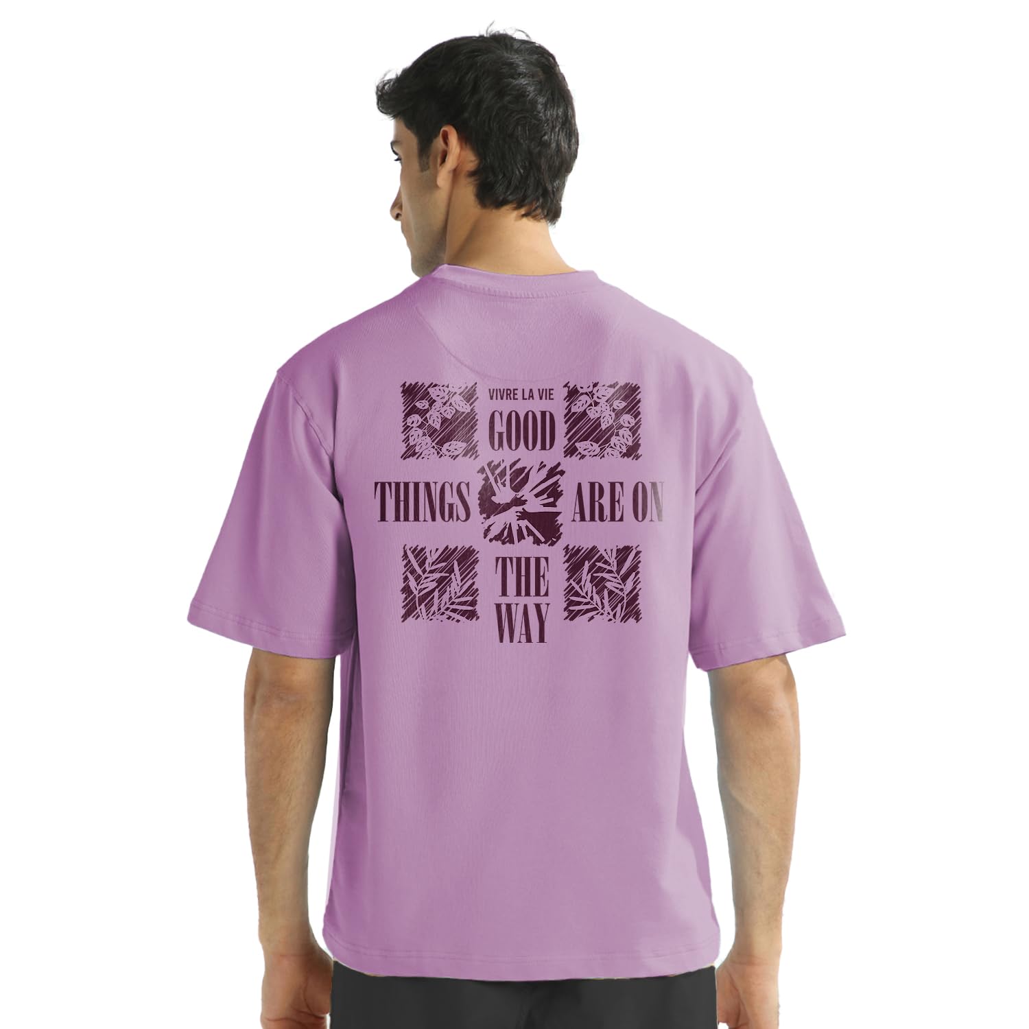 NOBERO Camiseta de hombre con estampado gráfico de gran tamaño
