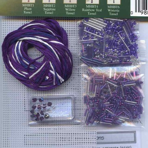 Image of Orchid Beaded Tassel Mill Hill Cross Stitch Charmed Ornament Kit