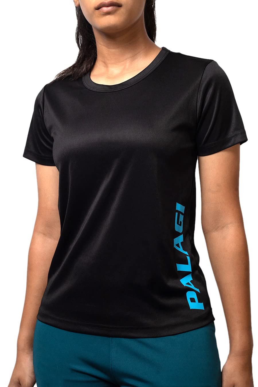 PALAGI : Women's Running T-Shirt | Half Sleeve | Stretchable | Quick Dry | Light Weight | Breathable (M) Black