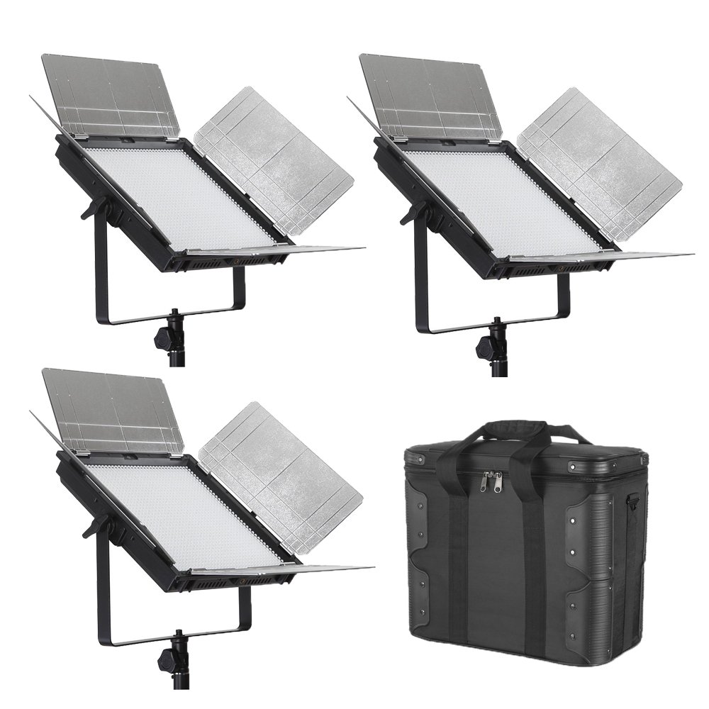 ILEDGear Ultra High Power 1296 LED 98TLCI Bi-Color Dimmable Panel 3-Light Kit with V-Mount Plate and Smart SYNC Control