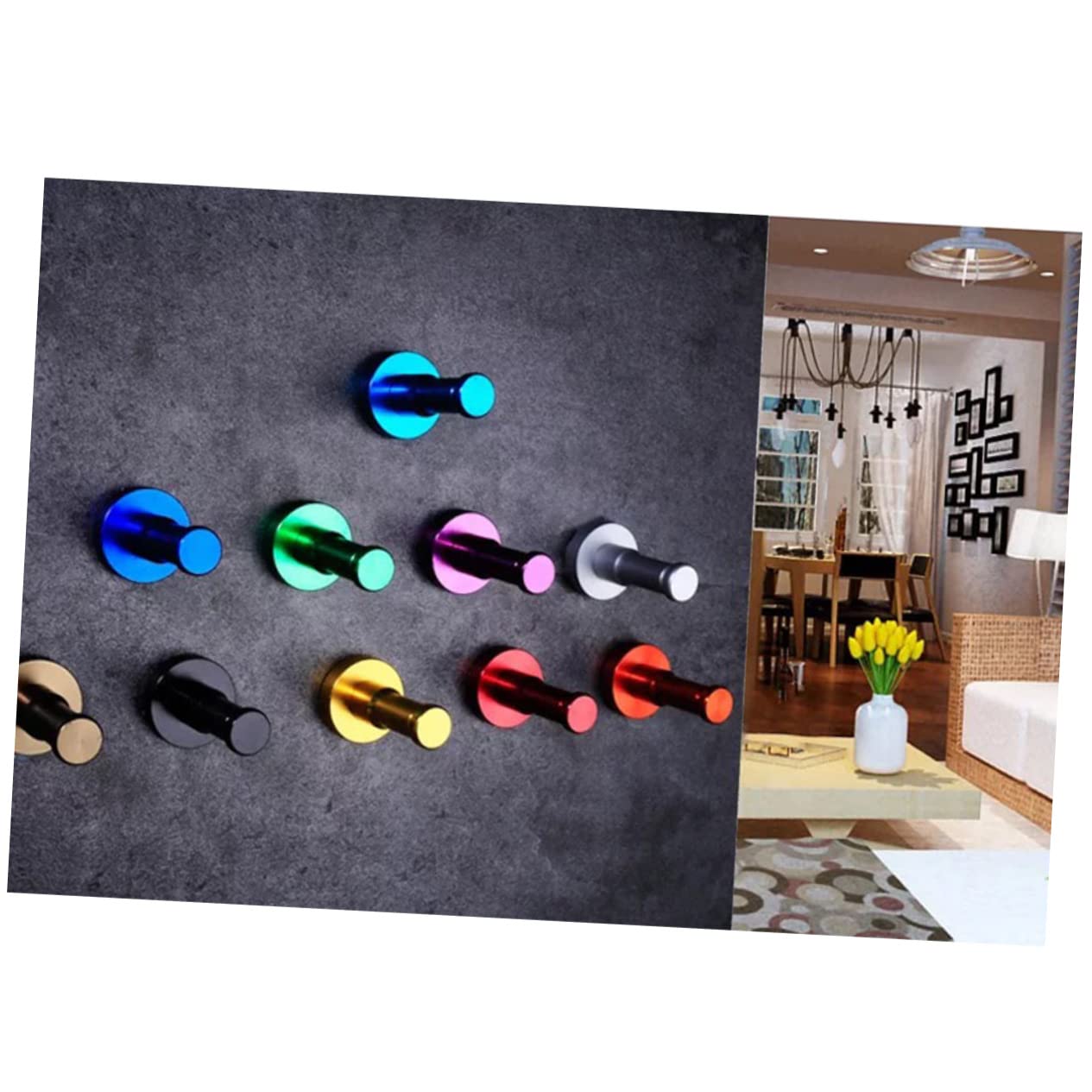 Happyyami Door Hook Round Metal Hooks for Clothing Towels Coats Easy to Install Home Hotel Accessory