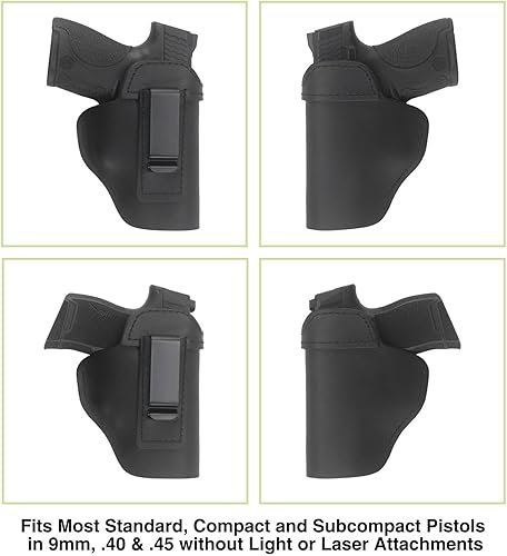 Miniatura 4 de IWB - Funda de pistola de piel auténtica, compatible con Glock 17 17L 19 19X 22 26 43 43X 45, S&W M&P Shield SD9 SD40 SW9VE SW40VE, Taurus G2 G2C