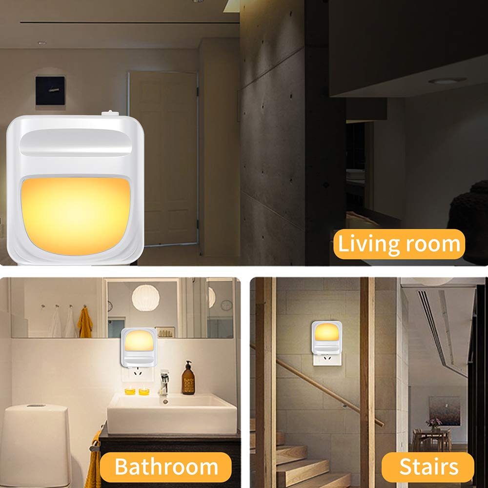 La luz del Sensor, Armario de Luz, Luz eléctrica del Enchufe de Pared Plug-In Noche, Sensor automático de luz, Suaves Calientes, Sitio del bebé Baño Cocina Pasillo, 2 Piezas