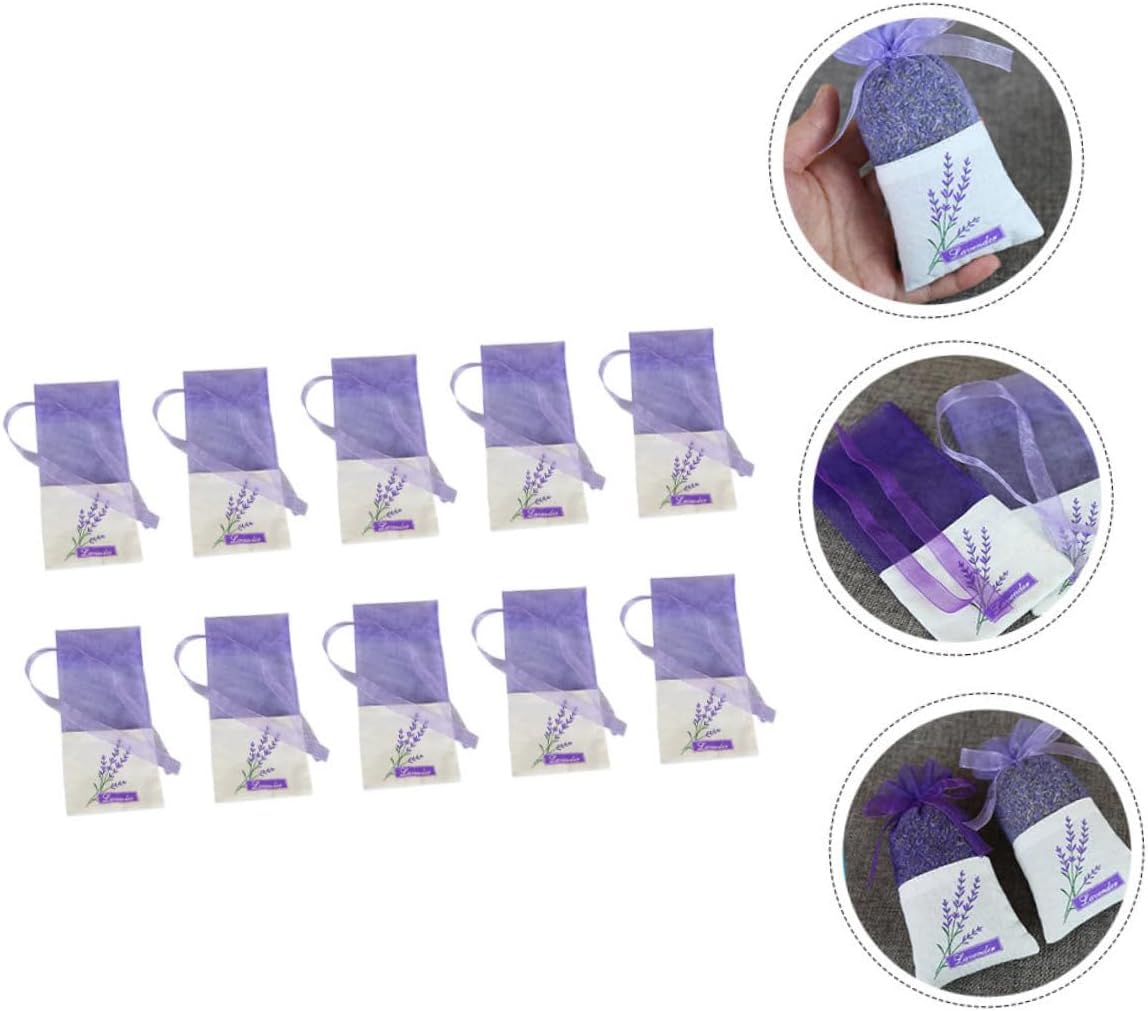 SHINEOFI 66pcs Lavender Sachet Bags Handmade Gauze Drawstring Bags Floral Pattern for Closets and Car Fragrance for Storing Spices and Tea
