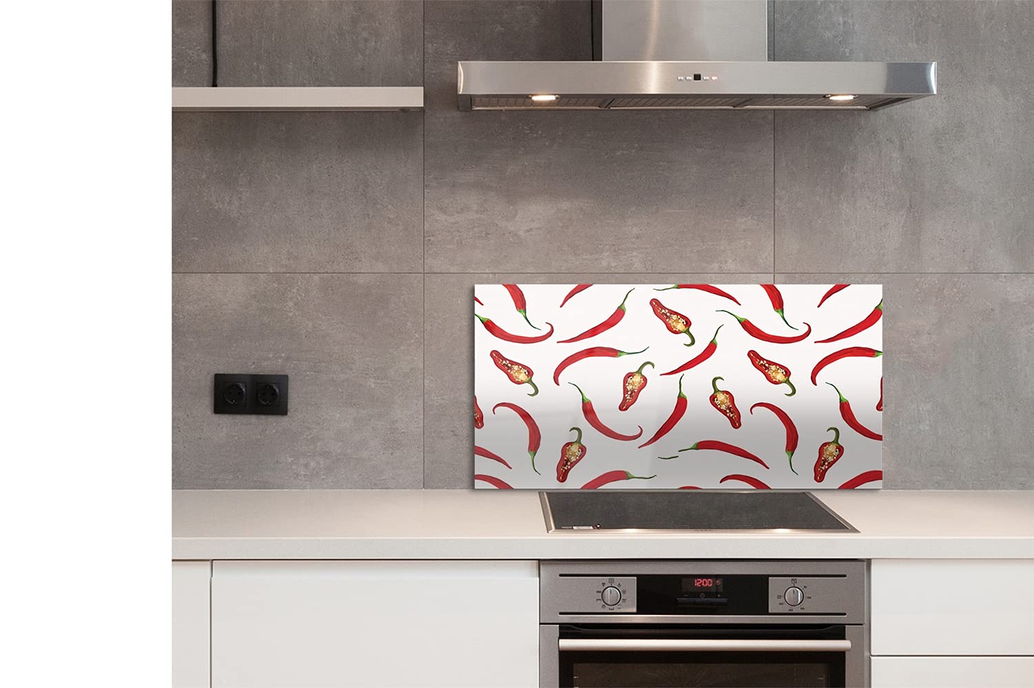 Tulup Panel Vidrio de Cocina 100x50cm Vidriopanel de Pared Protector Pantalla Antisalpicaduras Decoración Verduras - Cuchara Tomate perejil