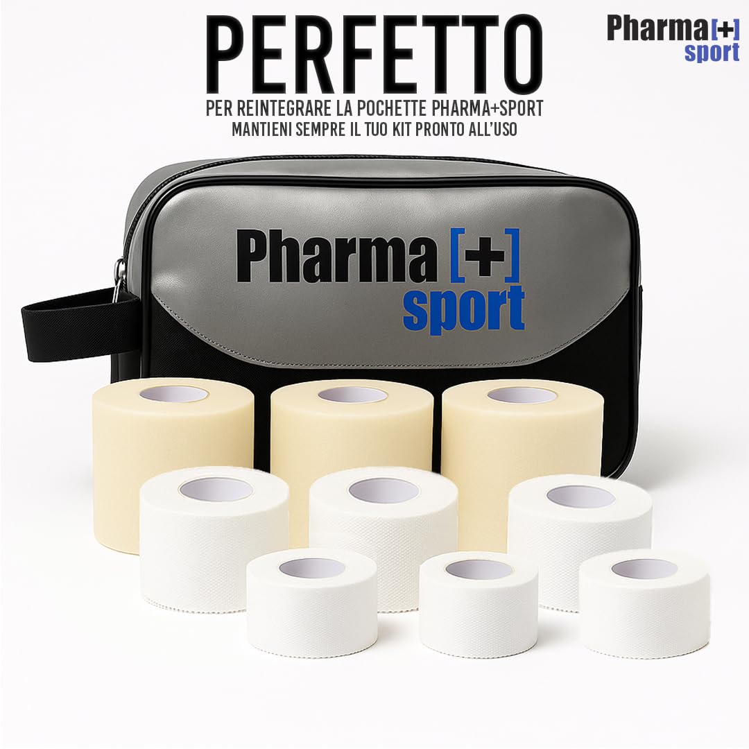 PHARMAPIÙ SPORT Kit Salvapelle + Tape | Protezione Pelle e Supporto Articolare | Kit Pronto all’Uso per Allenamenti e Gare | Made in Italy (Kit Reintegro Team 3+3+3, 9, unità)