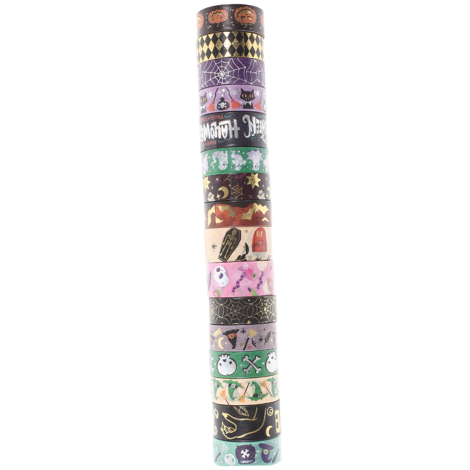 DOITOOL 5 Ensembles Ruban Adhésif Décoratif Halloween Washi Tape Avec Motifs Élégants Pour Scrapbooking Et Bricolage Pour Journaling Et Créatifs 16 Rouleaux*5