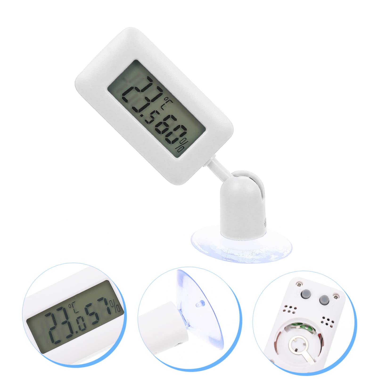 BESPORTBLE 4 Piezas Higrómetro Para Reptiles Dispositivo Medición Temperatura Termómetro Ventosa Accesorios Electrónicos Termómetro Digital Tanque Abs Terrario