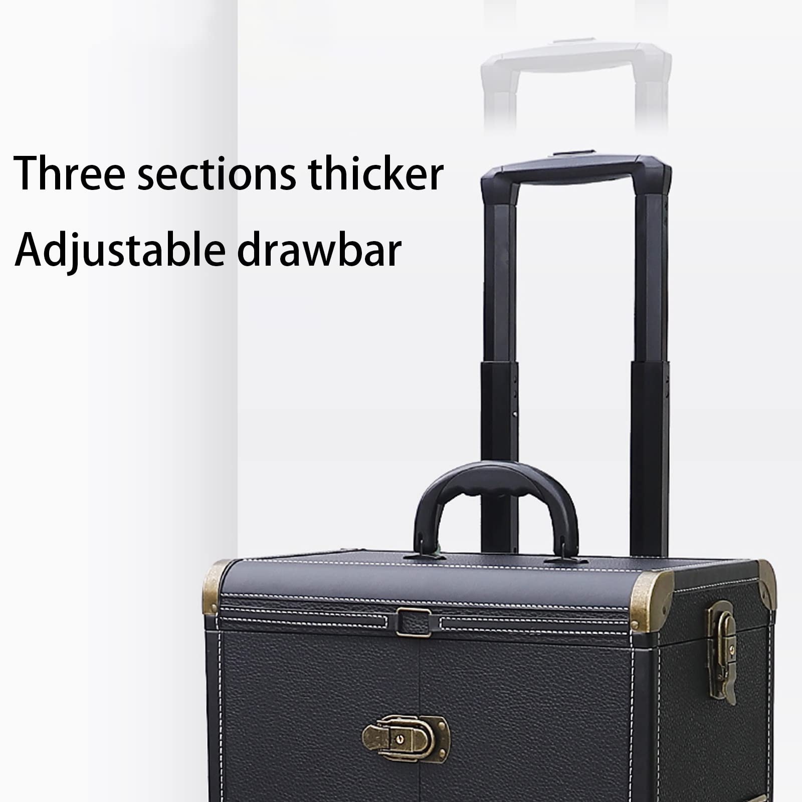 Beauty Makeup Train Case Reisetrolley Kosmetiktasche Rolling Organizer Vanity Box, Rolling Makeup Case Reisetrolley mit Rädern Kosmetiktrolley, Schwarzer Kosmetikkoffer mit Spiegel