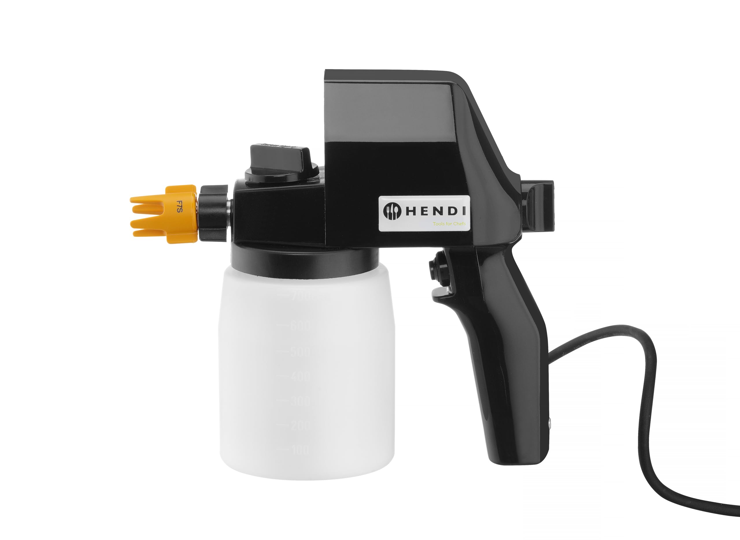 HENDI Spruzzatore alimentare elettrico, nebulizzatore, spray, pistola a spruzzo atomizzatore, senza BPA, dosatore da cucina, 700ml, 60W, 230V, 0-160 bar, 220x90x(H)240mm, acciaio inox, HDPE