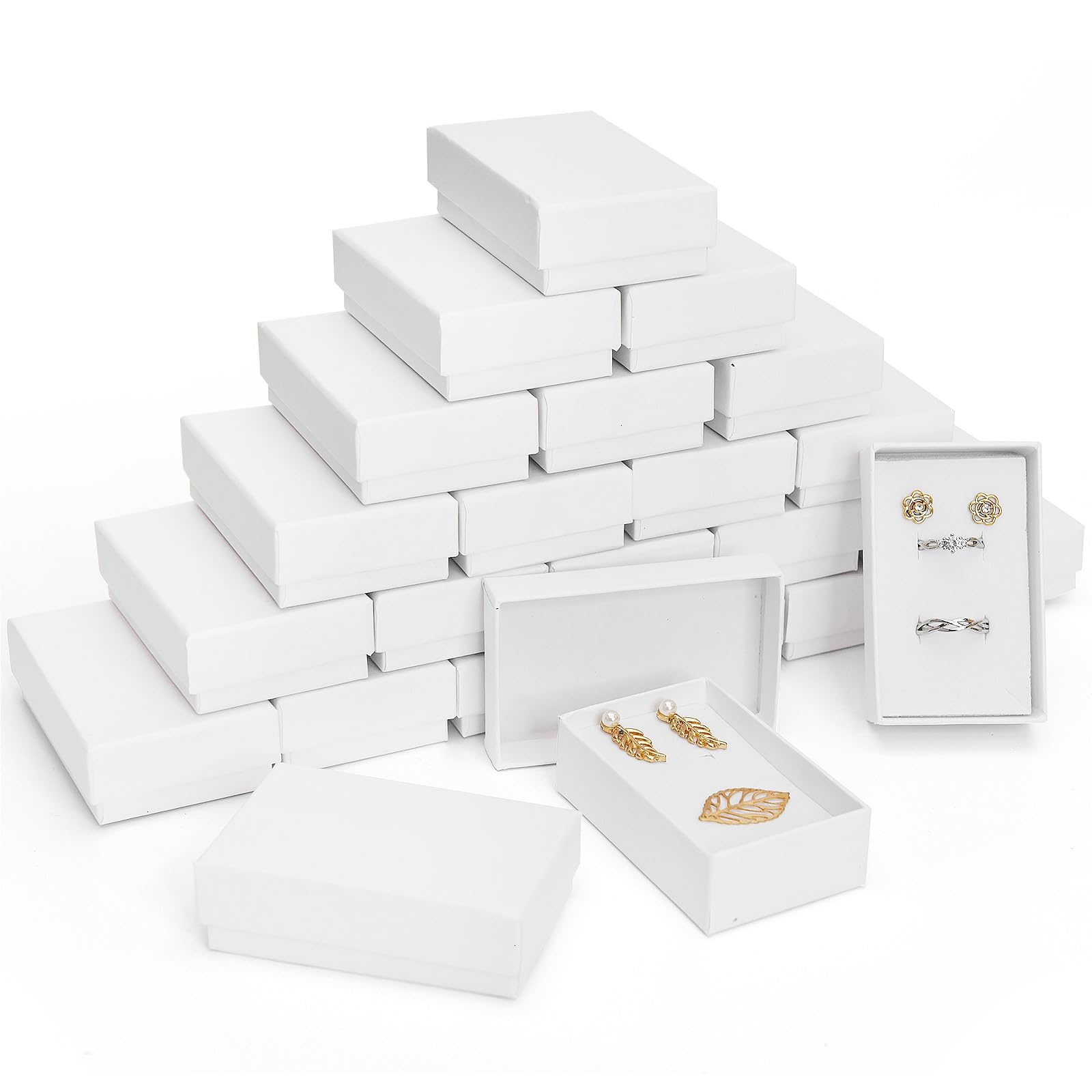 AQUEENLY Jewelry Gift Boxes 24 Pack Cardboard Jewelry Boxes Bulk for Necklace Ring Bracelet Earring Jewelry Boxes Packaging Small Jewelry Boxes for Gifts 3.2"x2"x1" White Small Gift Boxes with Lids