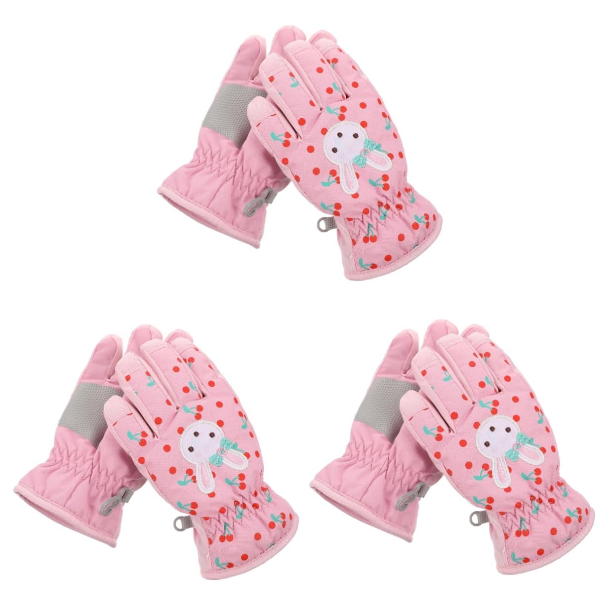 INOOMP 3paare Winterwarme Skihandschuhe Für Junge Mädchen Winddichte Und Wasserfeste Fäustlinge Mit Cartoon-Design Für Outdoor-aktivitäten Und Schlittenfahren