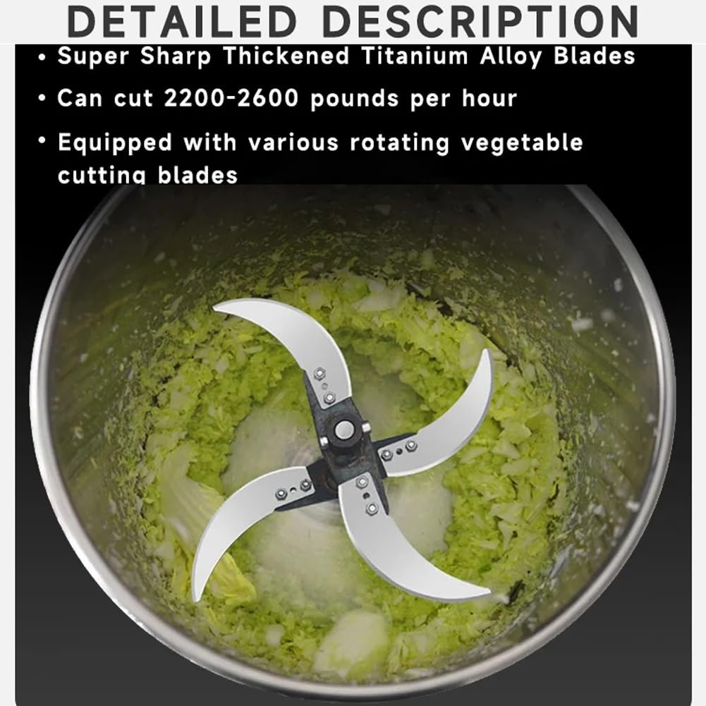 Robot culinaire commercial et hachoir avec 4 lames, trancheuse à légumes en acier inoxydable robuste pour volaille et équipement agricole (750 W)