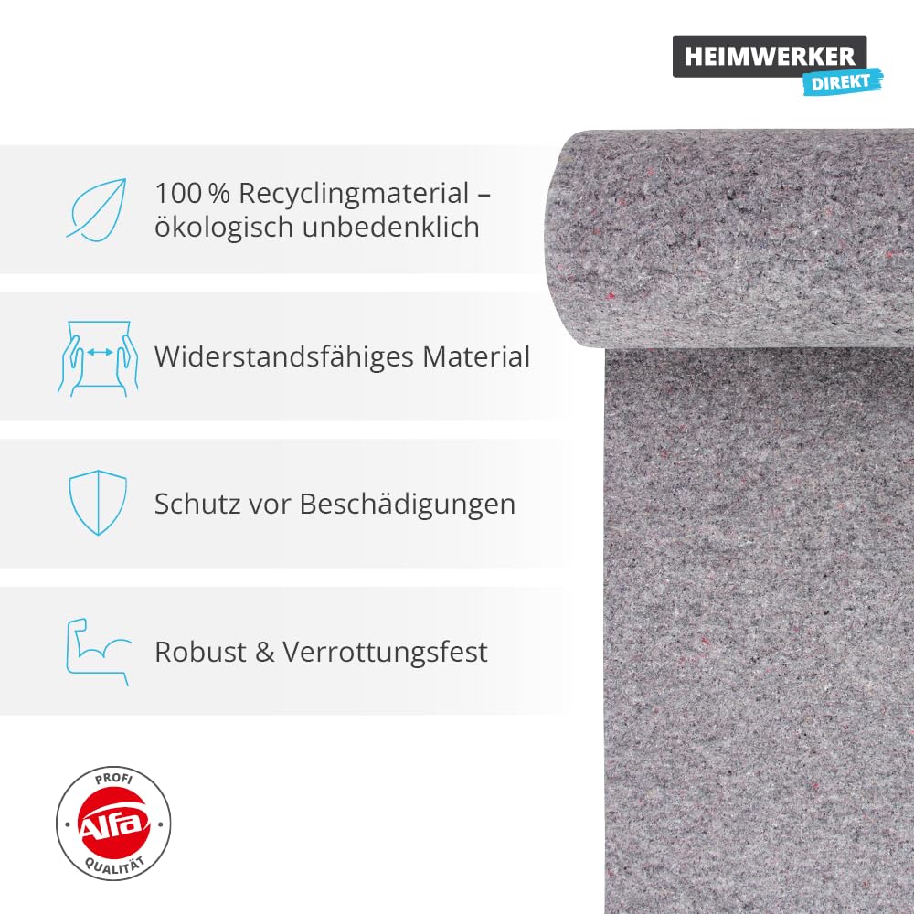 Alfa Teichvlies 300 g/m² Schutzvlies 1 m x 50 m – Schutzvlies (50 m²) | Profi-Qualität – Zum Schutz von Teichfolien gegen Beschädigungen - Unterlage für Pools – 100% Recyclingmaterial