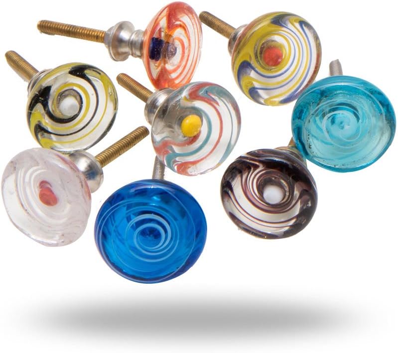 TRINCA-FERRO Set of 8 Drawer Knobs Glass Spiral Cabinet Cupboard Pull Kitchen Bed-Room Dresser Handle - Amazon product rated Grade B