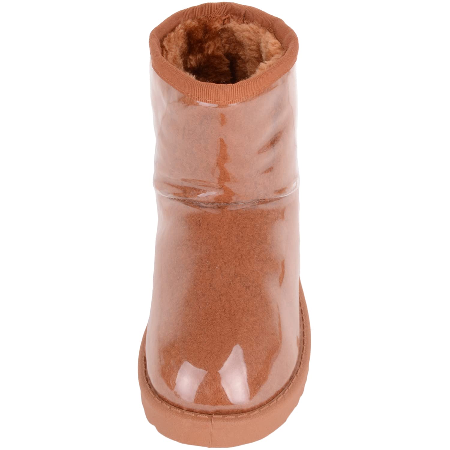 ABSOLUTE FOOTWEAR Childrens Kids Girls Soft Slip On Lightweight Faux Fur Lined Boots Booties - Tan - US Infant 11