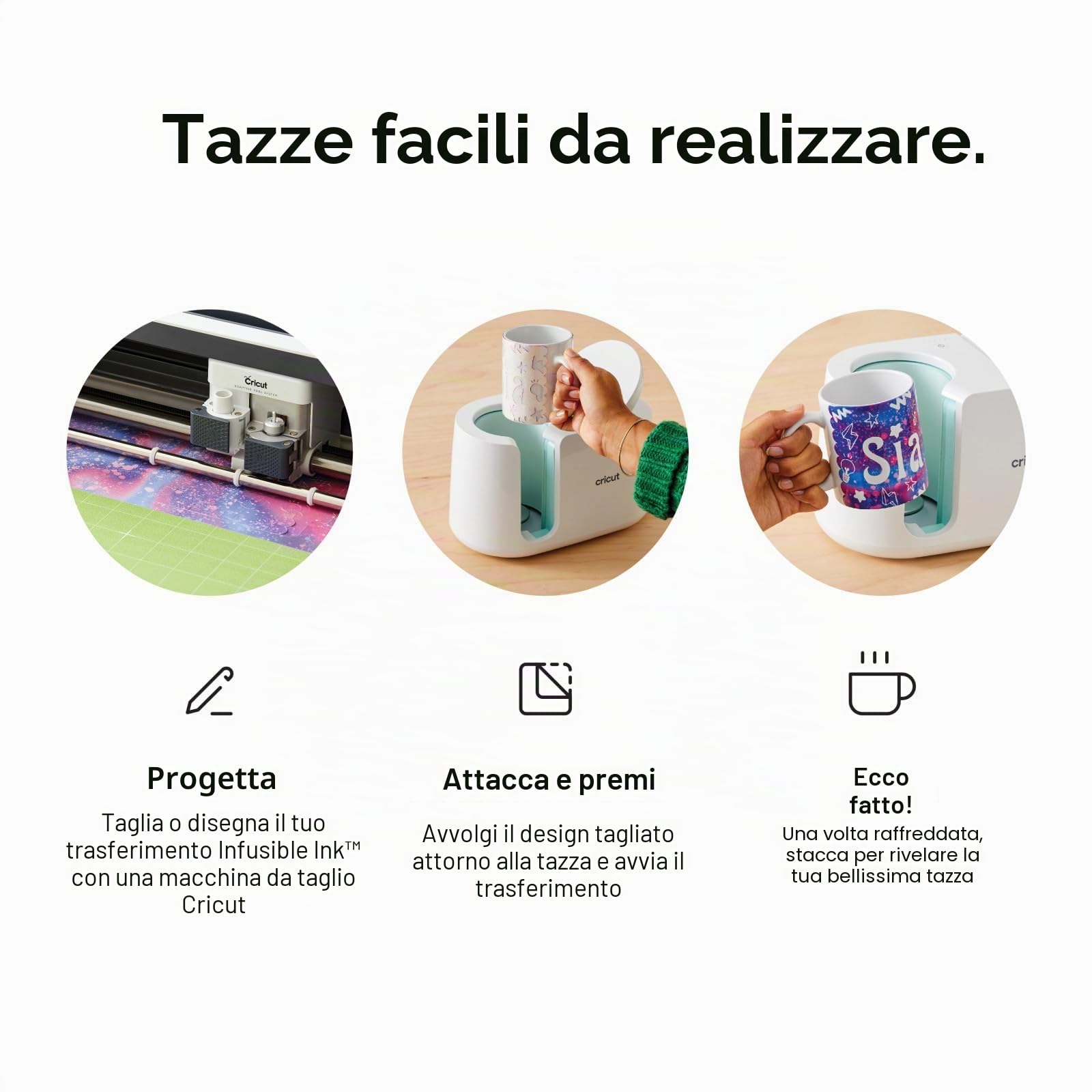 Cricut Tazze vuote | Bianco | 425 ml (15oz) | 36 x tazze a sublimazione Infusible Ink | Da utilizzare Mug Press Infusible Ink