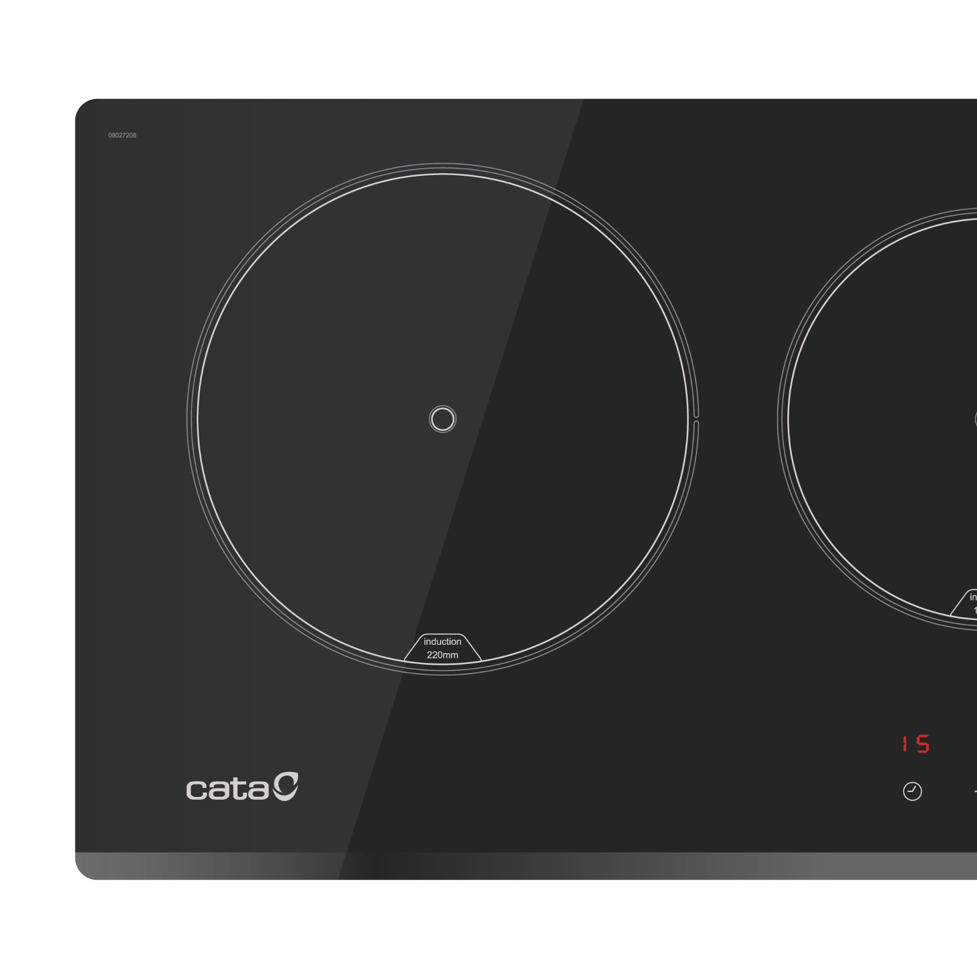 Cata IB 2 PLUS BK Plaque à induction 2 zones de cuisson Commande tactile avec avertissement sonore 9 niveaux de puissance réglables + fonction Booster Timer pour chaque zone Largeur 59 cm Couleur Noir