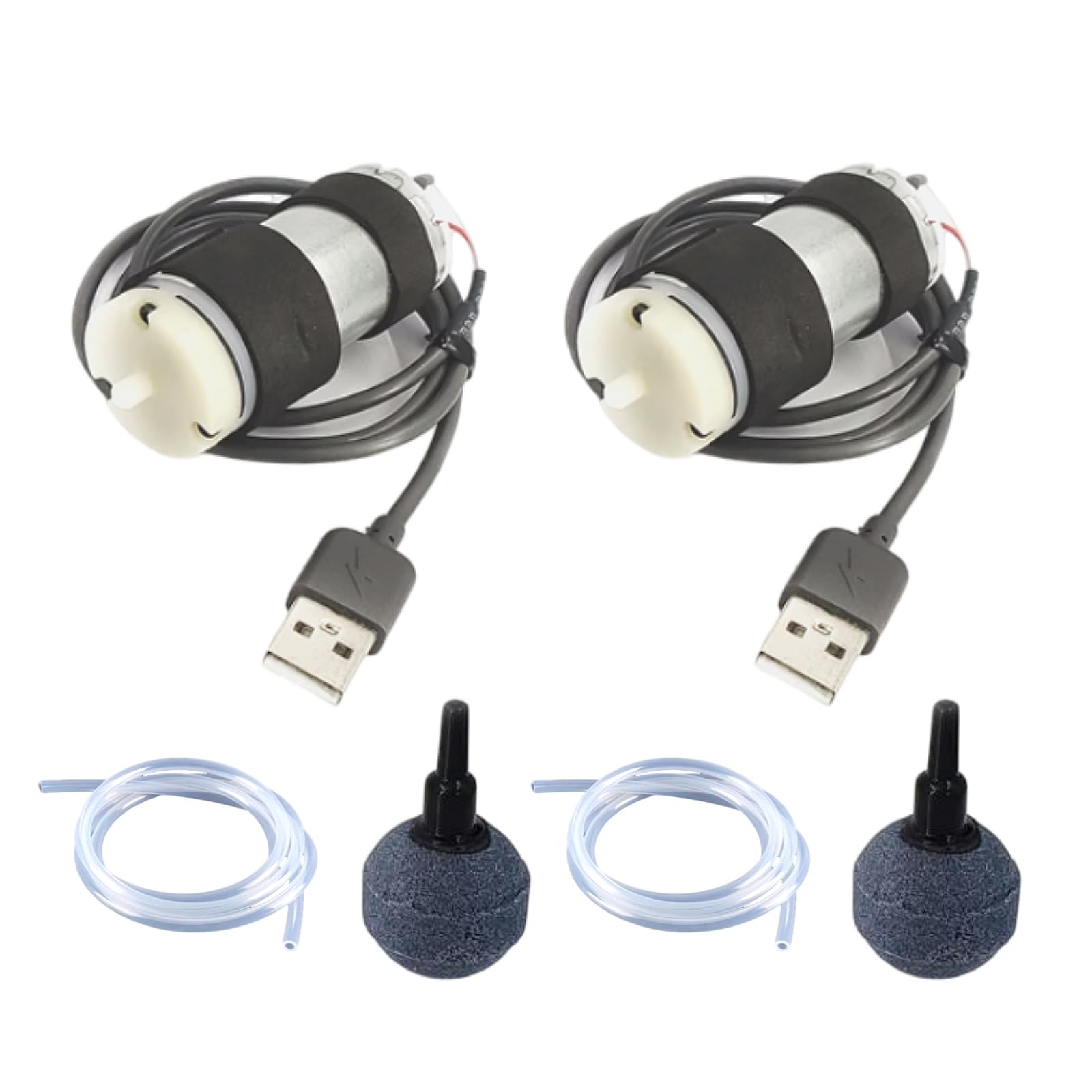 CHANCS DC 3V-6V USB Fish Oxygen Air Pump Ultra Silent Home Oxygenator Pump for Fish Tank with Air Stone and Hose 2PCS