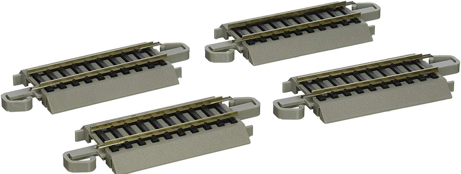 Bachmann Trains - Snap-Fit E-Z TRACK 3” STRAIGHT TRACK (4/card) - NICKEL SILVER Rail With Gray Roadbed - HO Scale