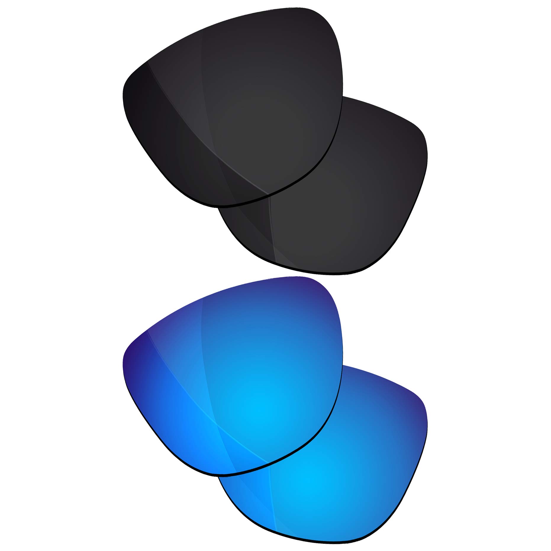 RockShell Polarized Lenses Replacement for Oakley Frogskins OO9013/LX OO2043/Mix OO9428/AF OO9245 Sunglasses - Jet Black + Ice Blue