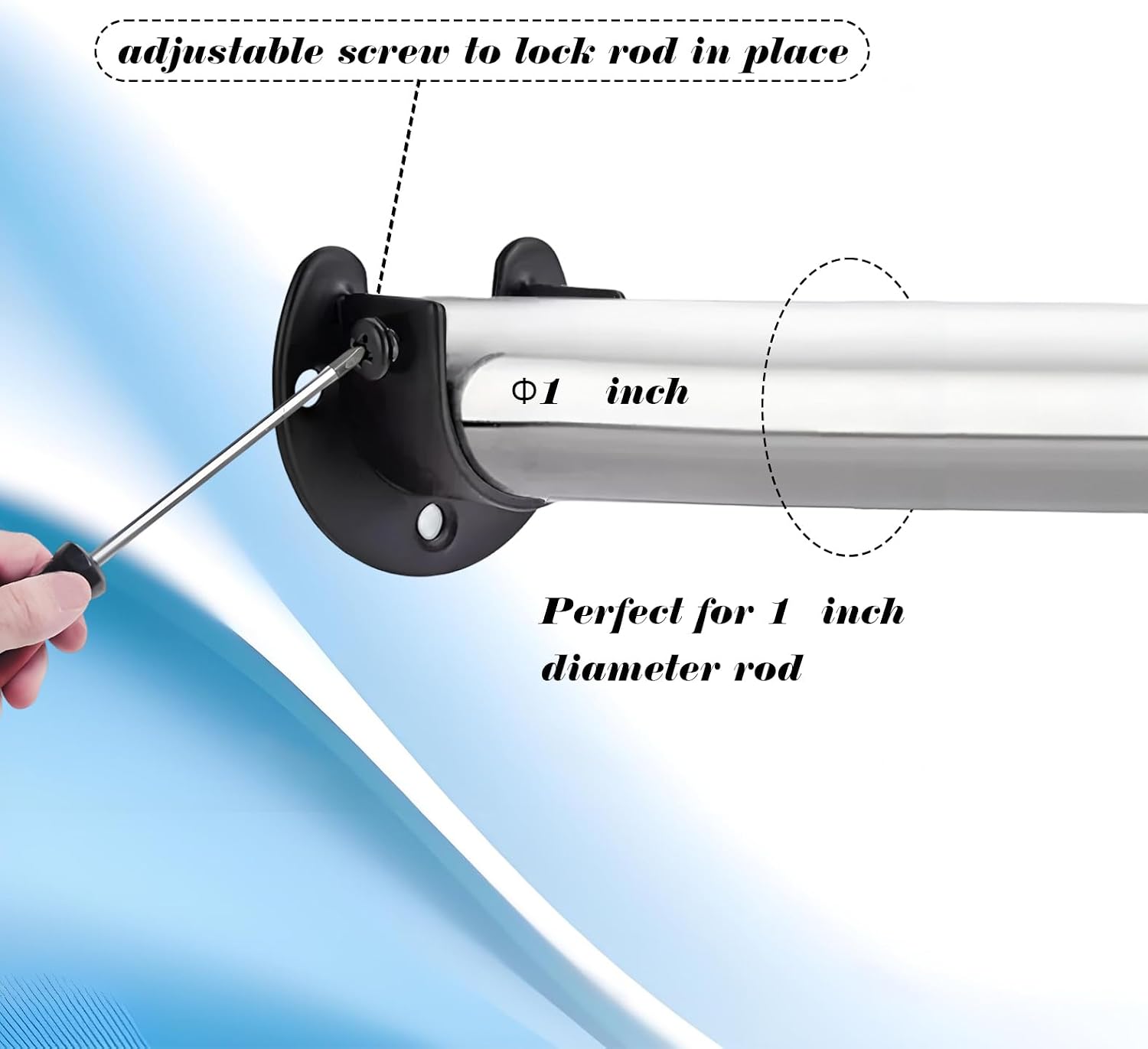 4 Pack Black Heavy Duty Closet Rod Bracket, Stainless Steel Closet Pole Socket Wardrobe Bracket, U-Shaped Rod Holder for Closet/Storage Spaces(25mm)
