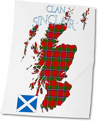 3dRose Outline of Scotland with The Sinclair Clan Family Tartan. - Towels (twl-380168-2)