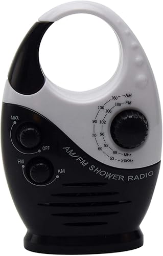 EKDJKK Radio de ducha, 3 V 0.5 W volumen ajustable ducha AM FM botón altavoz portátil impermeable altavoz baño ducha altavoces radio inalámbrico con