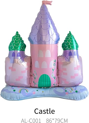 Miniatura 2 de 4 globos de castillo de 33 pulgadas. Decoraciones de fiesta de cumpleaños de princesa. Globo de castillo de pie para decoración de fiesta de