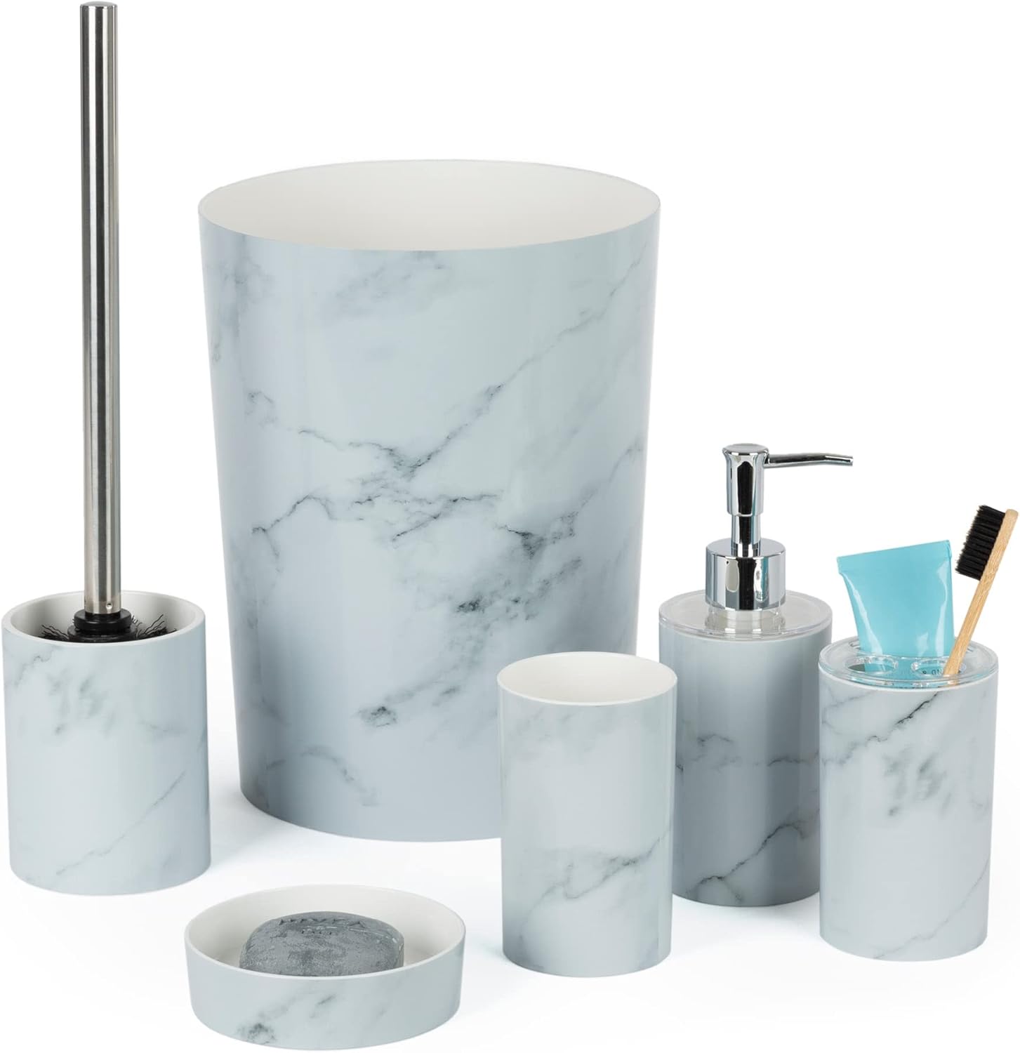 LIVIVO Stylish 6pc Bathroom & Sink Accessory Set Modern Vanity