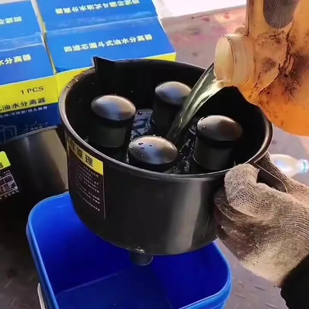 Embudo de Filtro de Combustible, Embudo de Separación de Aceite y Agua, Filtro de Embudo de Cifrado de Nailon de Gasolina Diésel de 4 Filtros, Filtro de Combustible de Engrasador Negro