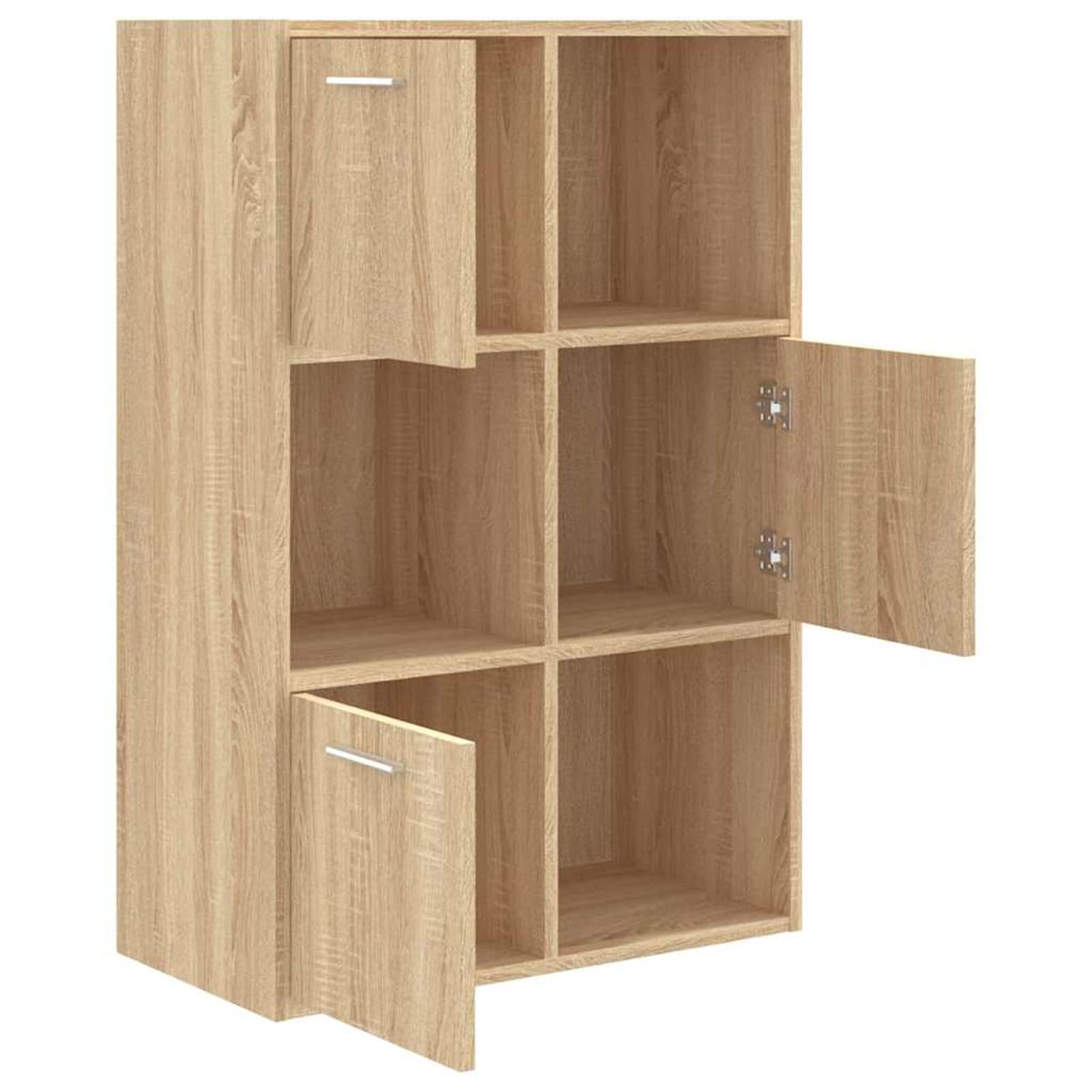 Tidyard Armadietto Rovere Sonoma 60x29,5x90 cm in Legno Multistrato 3 Ripiani Aperti e 3 con Ante per Ufficio 801137