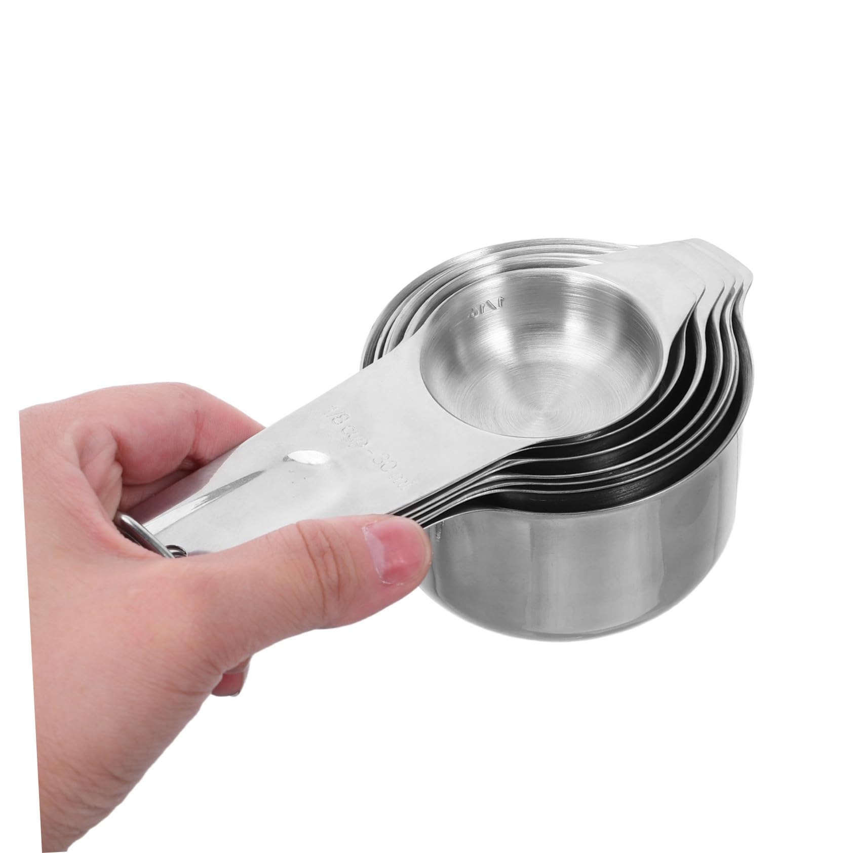 2 Sätze Edelstahl Messbecher und Messlöffel Set mit Komfortgriff und Aufhängeloch Präzise Küchenmesser für Trockene und Flüssige Zutaten zum Backen und Kochen