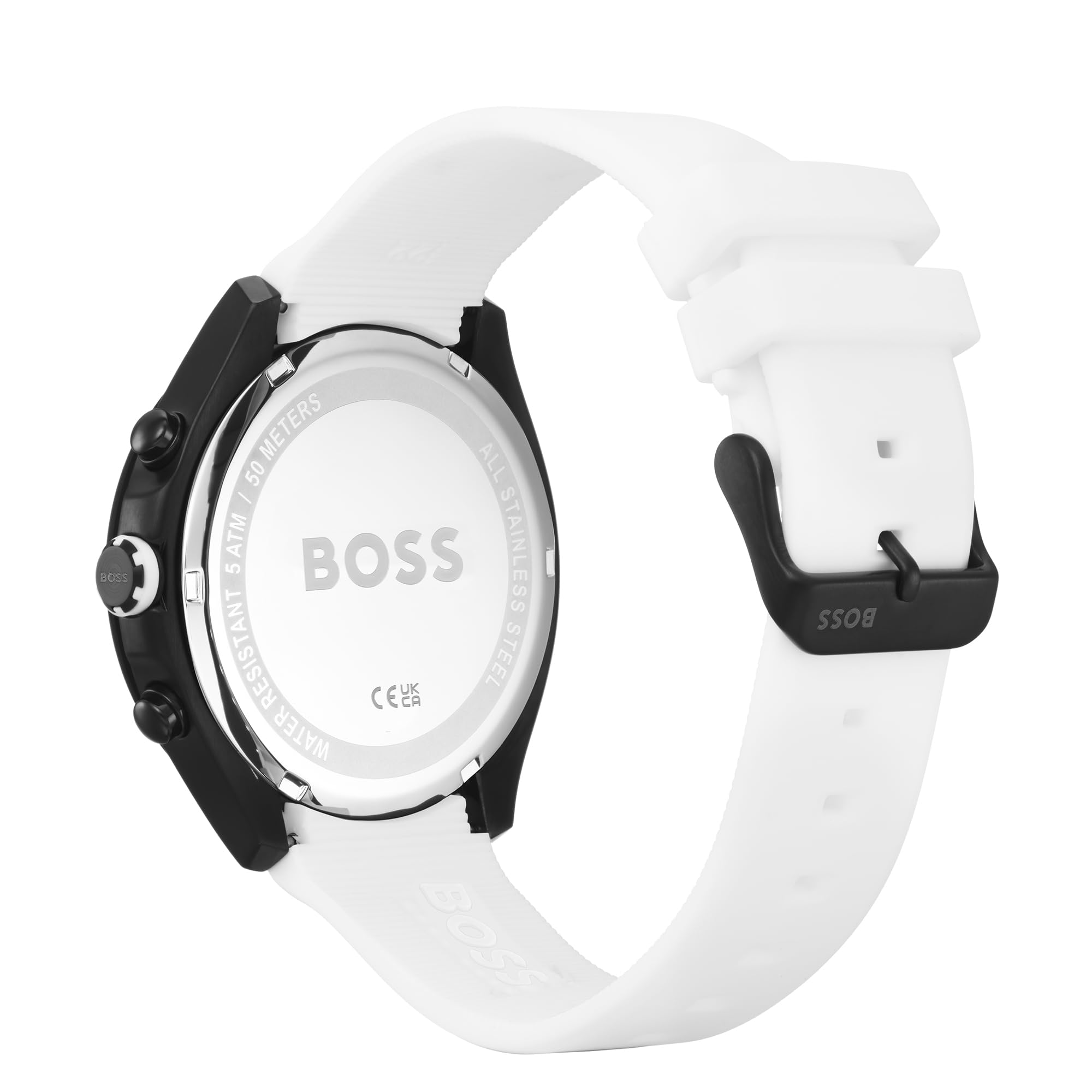 BOSS Reloj Cronógrafo de Cuarzo para Hombre 44 mm Colección VELOCITY con Correa de Silicona, Función de Fecha, 3 Subesferas, Resistencia al Agua 5ATM