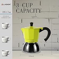 Vista 2 de Stovetop Espresso Maker, 3Cup Moka Pot, Espresso Machine Compatible with Induction Cooktops, 150ml Stainless Steel & Aluminum Cuban Coffee Maker for