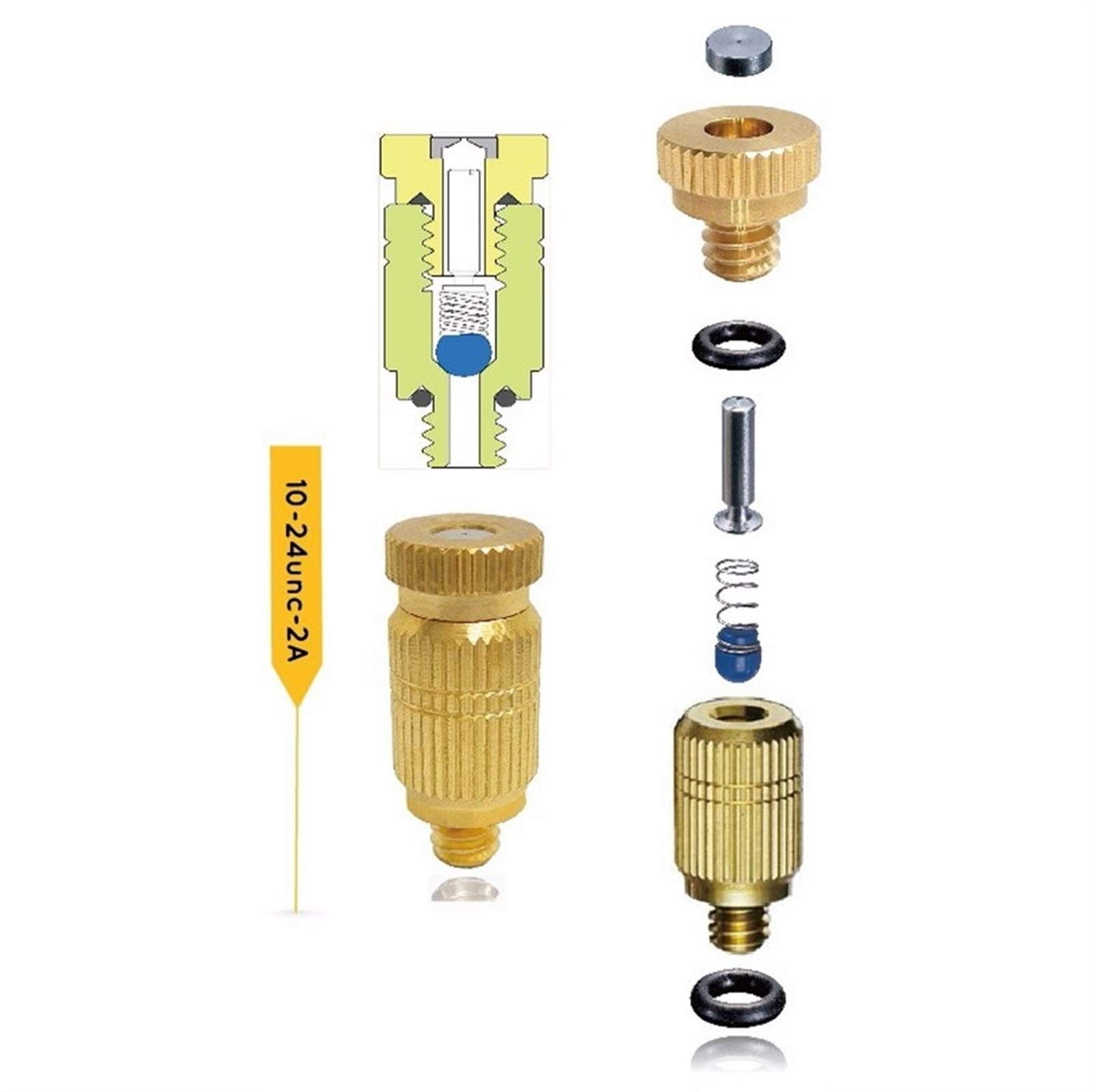 50 boquillas nebulizadoras de latón para sistemas de refrigeración exteriores. Boquilla nebulizadora de alta presión. Pulverizador nebulizador atomizador. Boquillas de niebla para jardín, humidifica