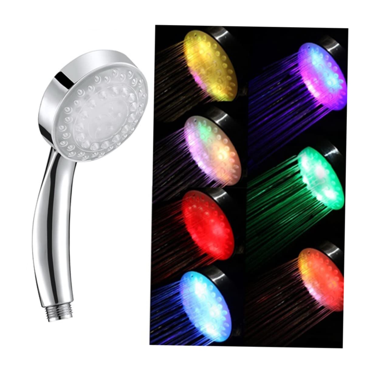 NUOBESTY Soffione Doccia Led Cambio Colore Colori Variabili Controllo Temperatura Pressione Ad Alta Effetto Materiale Cromato Abs Installazione Senza Attrezzi Per Barra Scorrevole